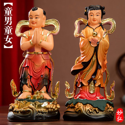 廠家直銷(xiāo) 金童玉女善財(cái)童子觀音佛像，精湛工藝優(yōu)惠推薦